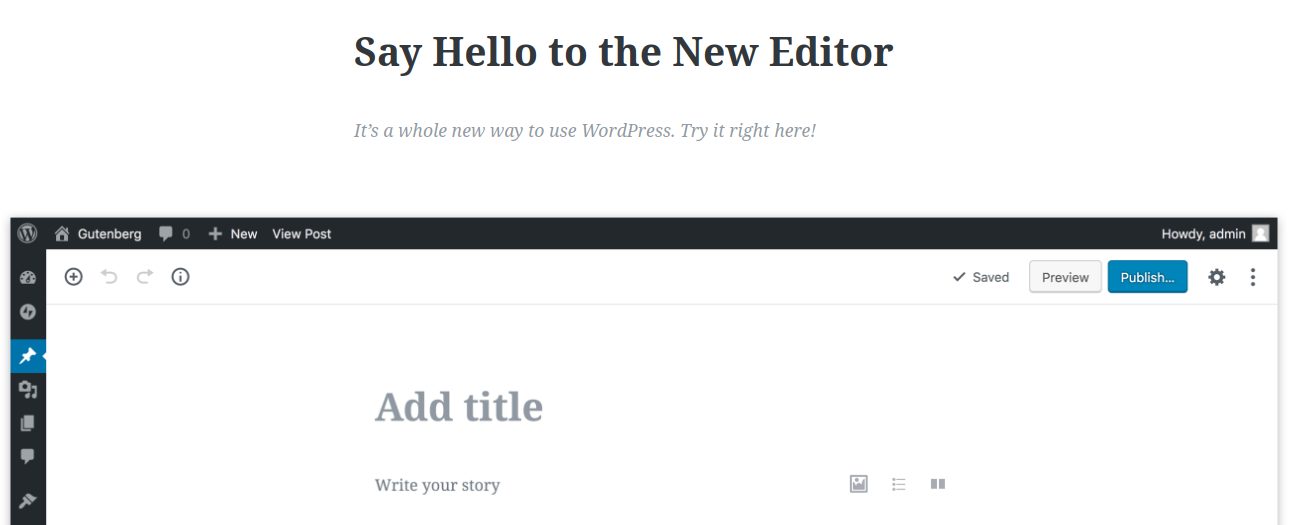 Gutenberg WordPress Editor Template