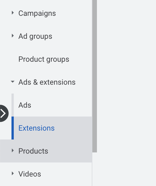 Find Ad Extensions in Google Ads