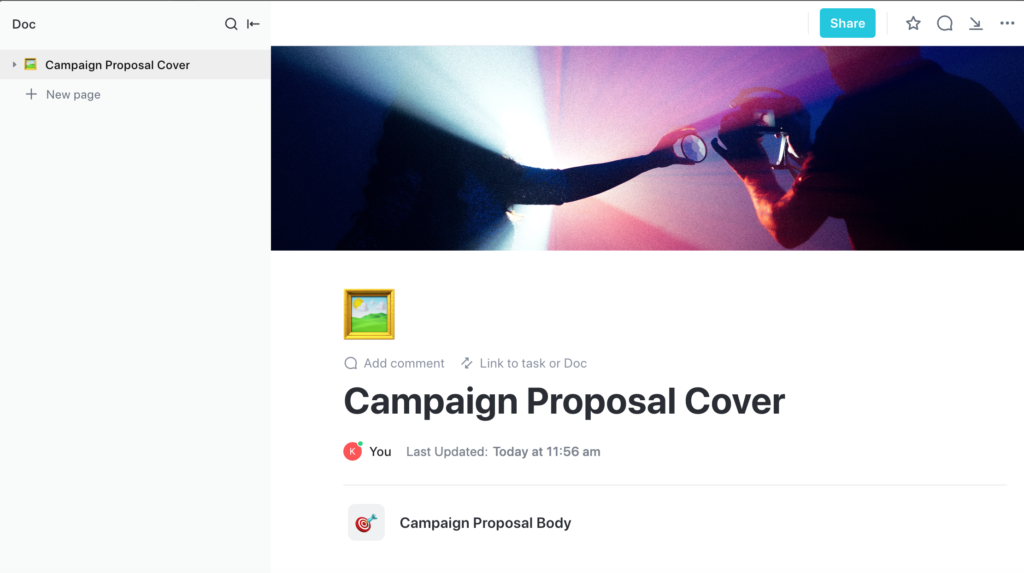 How to use the campaign proposal template in ClickUp