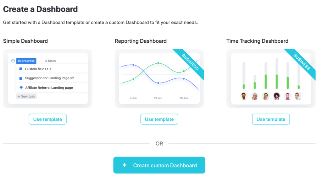 Create a dashboard on ClickUp