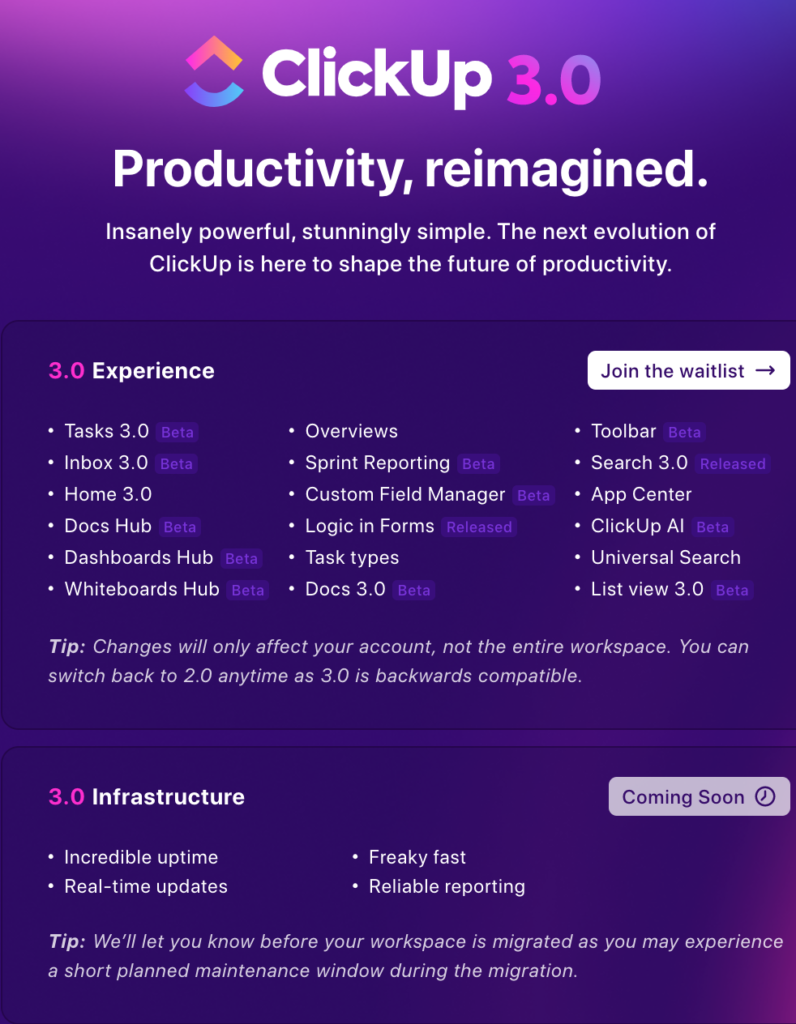 ClickUp 3.0 - can non-customers access ClickUp 3.0