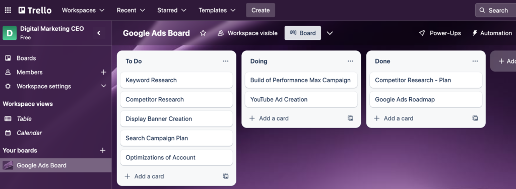 Clickup vs. Trello 2023 - Trello Dashboard