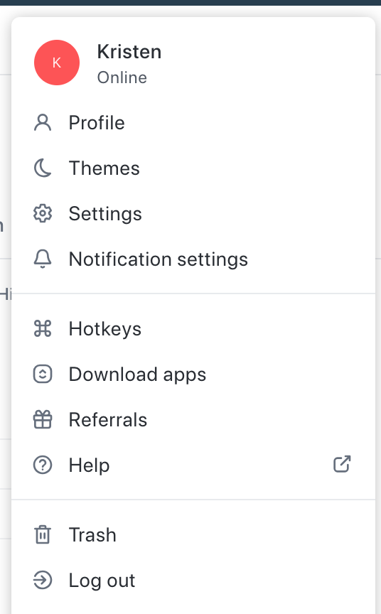 ClickUp Profile Menu