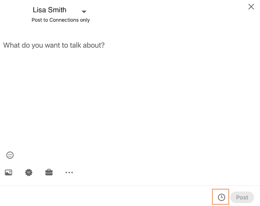 LinkedIn schedule posts clock